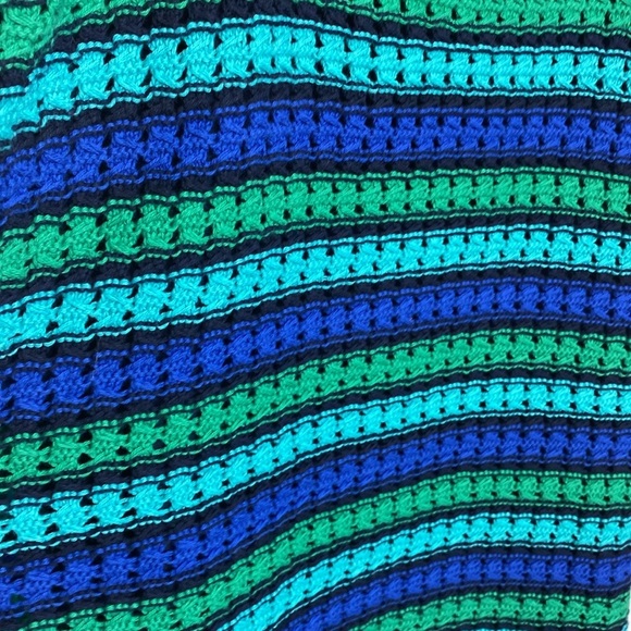 GAP Multicolor Striped Knit Crochet blue & Green Tank dress - 100% Cotton - LG - Picture 3 of 5